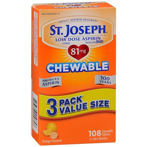 St Joseph Low Dose Aspirin 81 Mg Chewable Tablets Orange Flavored