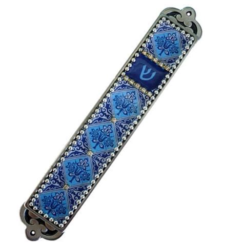 Hand Painted Mezuzah 12 Cm M14 Tefillin And Mezuzah From Israel