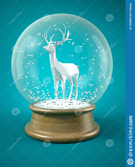 White Deer In Snow Ball 3d Illustration Stock Image Image Of Culture