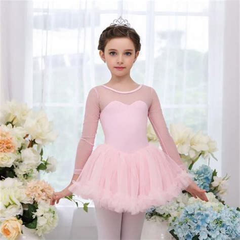 Girls Ballerina Skirt Ballet Tutu Leotard Dress Long Sleeve Skirted Tutus Dance Dress