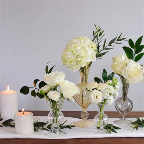 White Bud Vase Or Mason Jar Makes 30 With Images Candle Wedding