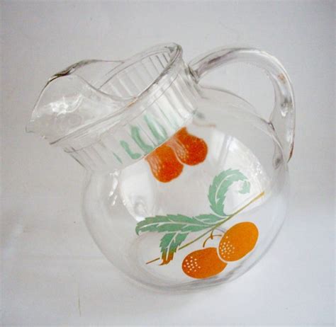 Vintage Orange Juice Pitcher Small Glass Ball Pitcher