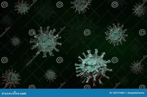 3d Rendering Of Illustration Of Green Microscopic Germs Or Viruses