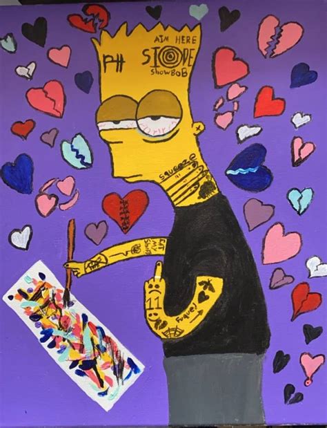 Painting Art And Collectibles Acrylic Original Simpsons Acrylic Painting