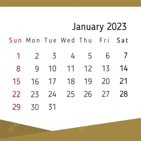 Calendar 2023 January Png Picture Calendar Of January 2023 With Golden