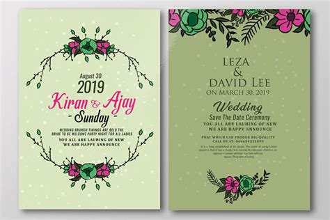 Double Sided Wedding Invitation Card By Designhub Thehungryjpeg