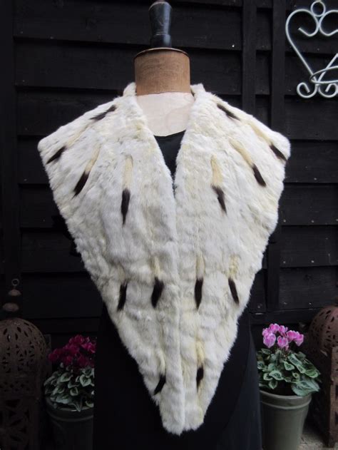 edwardian art deco genuine white ermine collar stole with etsy uk vintage fur real fur