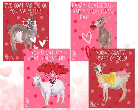 Printable Goat Valentines Youve Goat My Heart Farm Etsy
