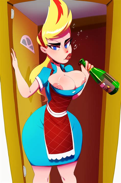 Rule 34 2016 Alcohol Apron Areolae Blonde Hair Blue Eyes Breasts Door