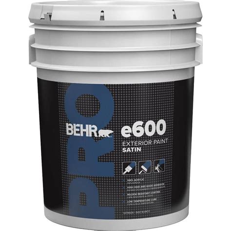 Behr Pro 5 Gal E600 Medium Satin Exterior Paint Pr64405 The Home Depot