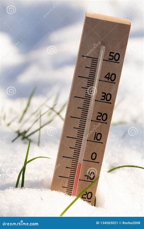 Thermometer In Snow Winter And Snowfall Stock Image Image Of