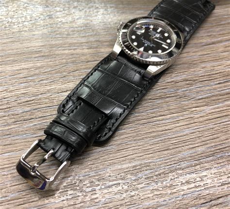 Leather Watch Straps In Alligator Skin Leather Watch Strap 20mm Black