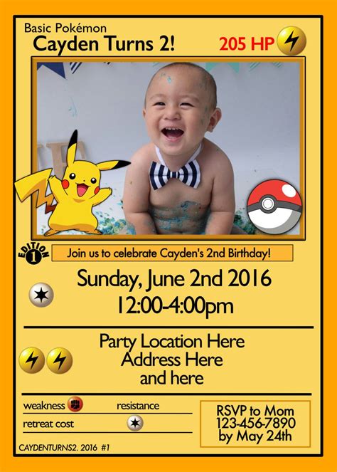 Pokemon Card Invitation Pokemon Invitations Pokemon Birthday Party