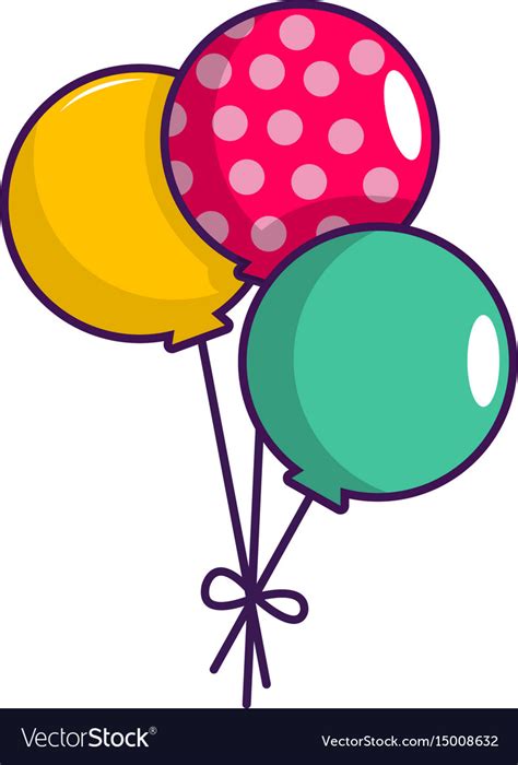 Three Colorful Balloons Icon Cartoon Style Vector Image
