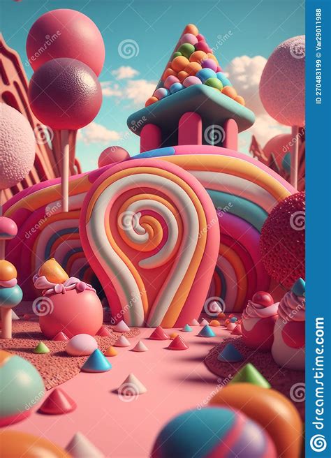 Magic Candyland A Lot Of Sweets Vertical Illustration Stock