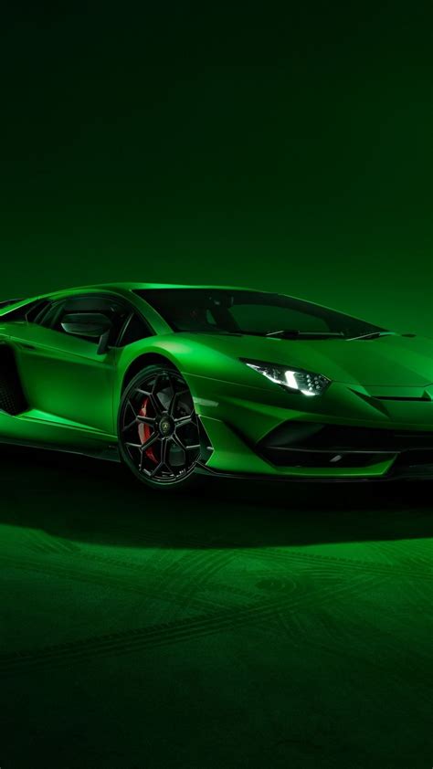 Lamborghini Aventador Svj Sports Car Green 1080x1920 Wallpaper