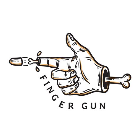 Premium Vector Vintage Illustration Hand Making A Shooting Gesture Finger Gun On White Background