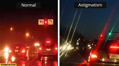 How It Looks Normal Vs With Astigmatism Comparison Street Lights Starecat Com