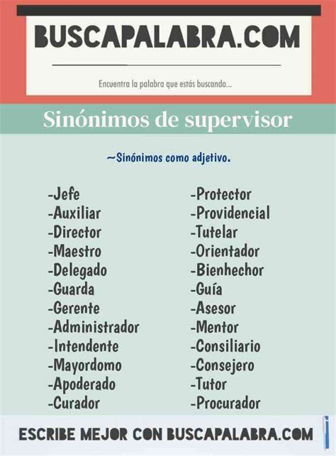Sinónimos De Supervisor Por Ejemplo Gerente Administrador Intendente