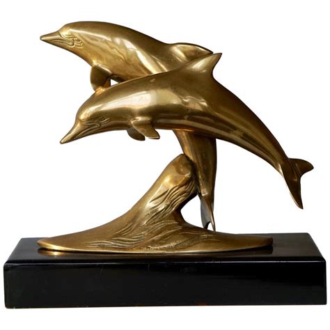 Brass Sculpture Of Dolphins For Sale At 1stdibs Brass Dolphins Brass