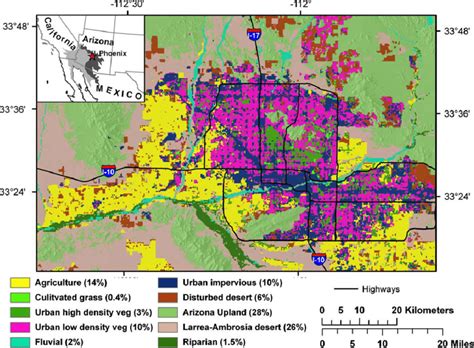 Study Area Location And Land Cover Map Of The Central Arizona Phoenix