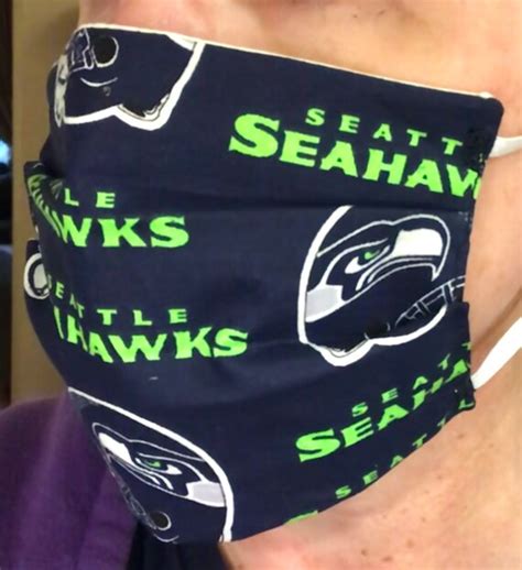 Seattle Seahawks Face Mask 100 Cotton Double Layer W Etsy