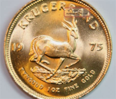 1975 1 0 Oz Gold South African Krugerrand Coin Uncirculated