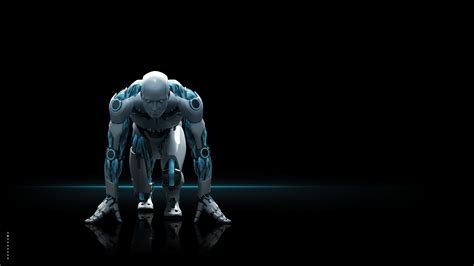 Robot Androids Digital Art Cgi Science Fiction Black Background