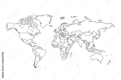 World Map Vector Contour Of World Map Stock Vector Adobe Stock