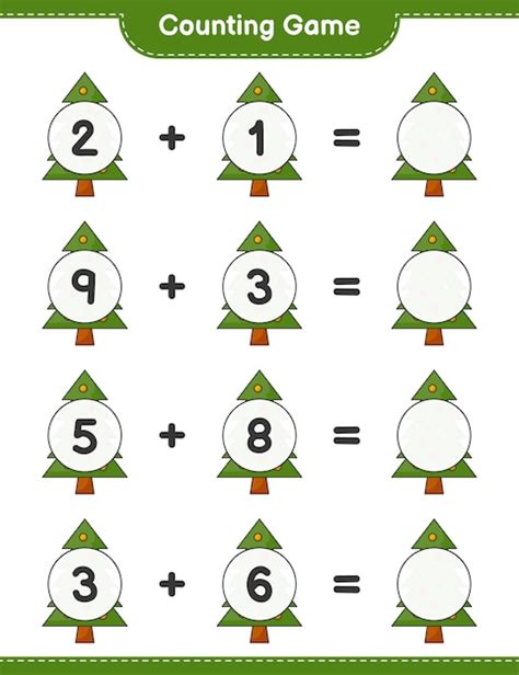 Juego De Conteo Cuenta El Número De árboles De Navidad Y Escribe El