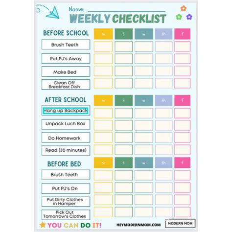 Weekly Checklist Printable