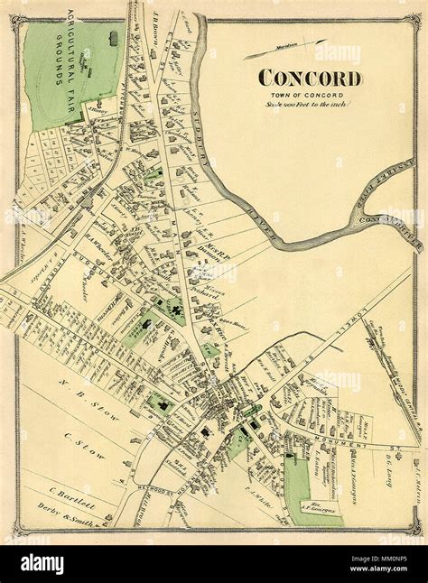 Map Of Concord 1875 Stock Photo Alamy