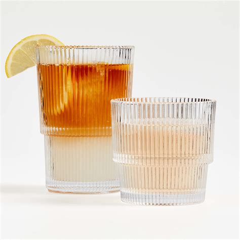 Atwell Stackable Textured Ribbed Drink Glasses Crate And Barrel