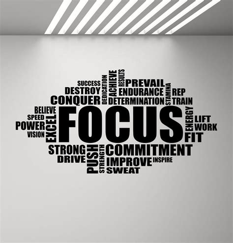 Focus Wall Decal Motivational Sign Gym Quote Word Poster