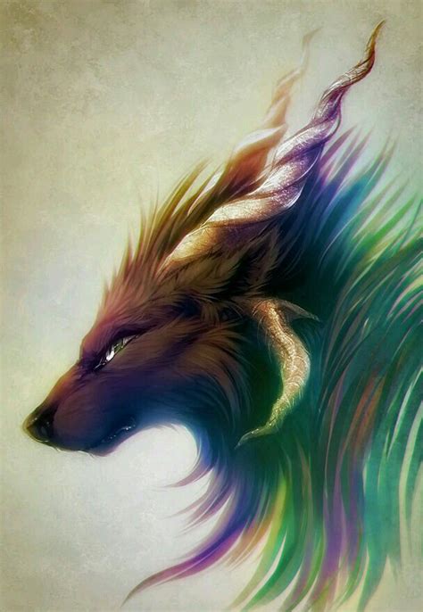 Rainbow Wolf Furry Art Animal Art Fantasy Creatures