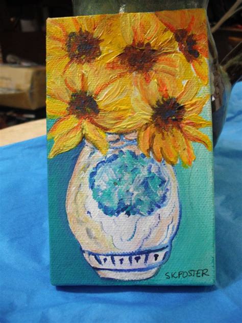 Sunflower Painting Sunflower Art Sunflowers In Blue And Etsy