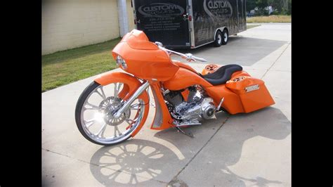 Orange Juice Custom Cycles Ltd Road Glide Bagger 30 Inch Wheel Youtube