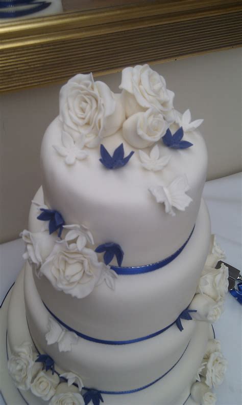 Blue And Ivory Wedding Cake