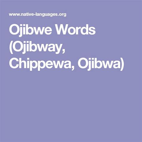 Ojibwe Words Ojibway Chippewa Ojibwa Words Vocabulary Language