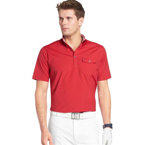 Izod Short Sleeve Popover Performance Golf Shirt With Chest Pocket In