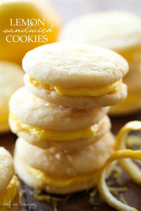 Lace cookies/lemon buttercream filling, me want cookies! Lemon Sandwich Cookies - Chef in Training