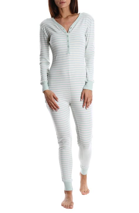 Blis Womens Cotton Onesie Pajamas Ladies One Piece Pjs And Sleepwear Mint Large