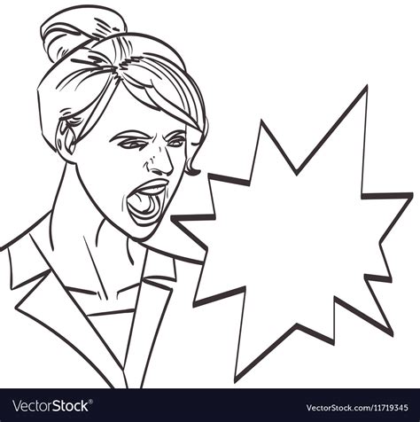 art of screaming woman lineart isolated royalty free vector