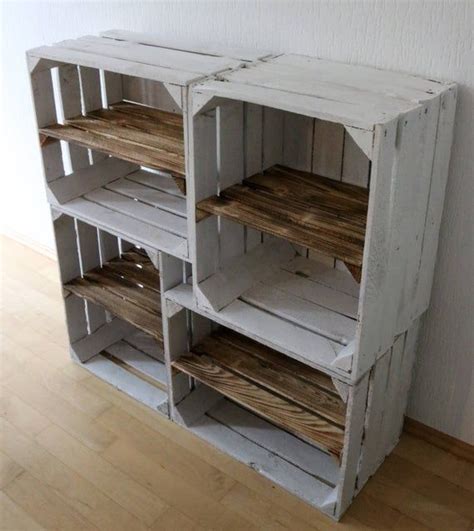 We use cookies to personalize content and ads, those informations are also shared with our advertising partners. Shoe shelf old white OBSTKISTE with intermediate board sturdy wooden crates with intermediate ...