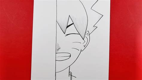 Easy Anime Sketch How To Draw Boruto Uzumaki Half Face Easy Tutorial
