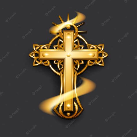 Premium Vector Realistic Gold Christian Cross Vector Illustration