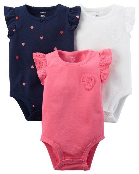 3 Pack Heart Flutter Sleeve Bodysuits Baby Girl Outfits Newborn
