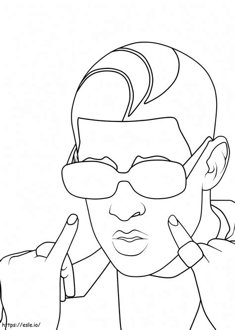 Famous Rapper Bad Bunny coloring page