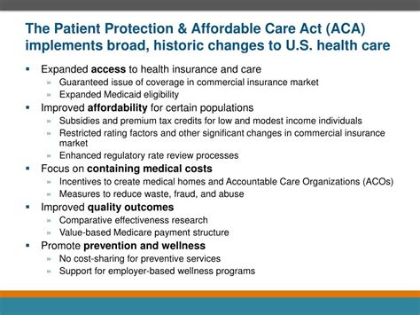 Ppt The Patient Protection And Affordable Care Act Aca Implements