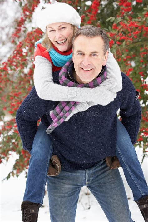 Senior Couple Outside In Snowy Landscape Stock Image Image Of Scarf